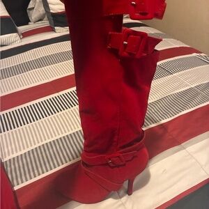 Fashion Nova Red Over the Knee Boots